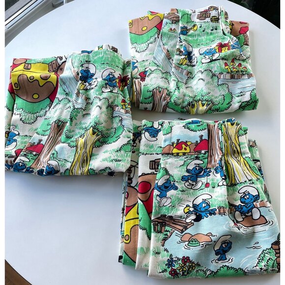 Vintage 70s curtain, Smurfs, comic, movie characters, pleated panel, price for 1 - Picture 10 of 10